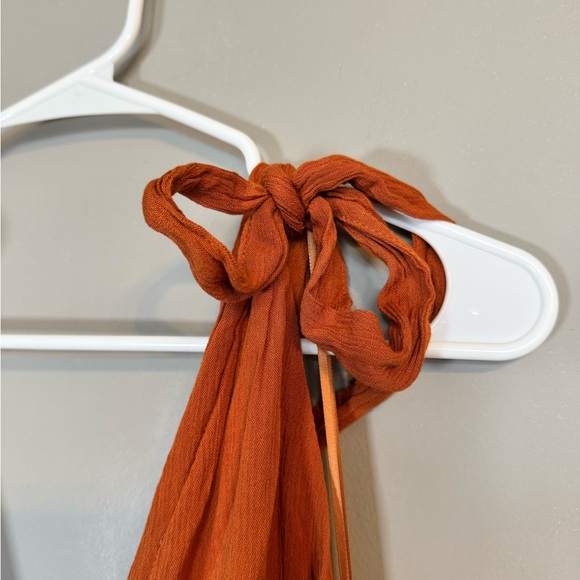 Abercrombie & Fitch NWT Women’s Rust Orange V-Neck Tie-Shoulder Maxi Dress - Picture 3 of 8